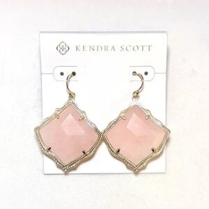 Kendra Scott Rose Quartz Earrings Gold NWT